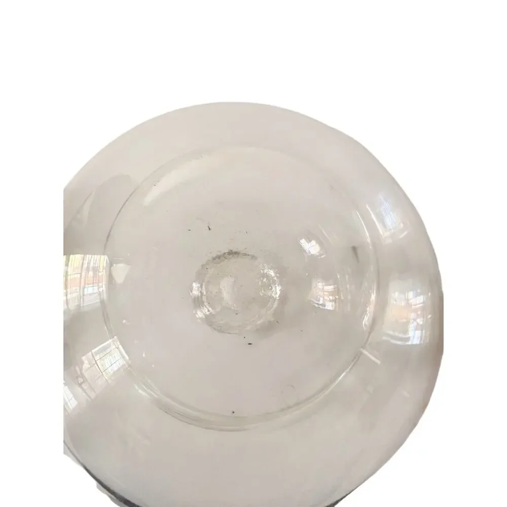Vintage Heavy Clear Art Glass Round Pot Belly Bud Vase Hand Blown 5.5”